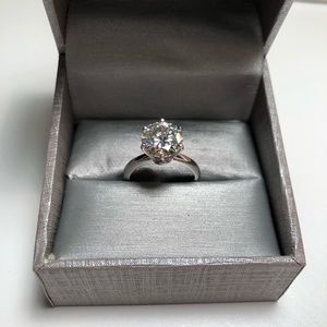 3.00 CT Moissanite Silver Ring Tiffany Size 6